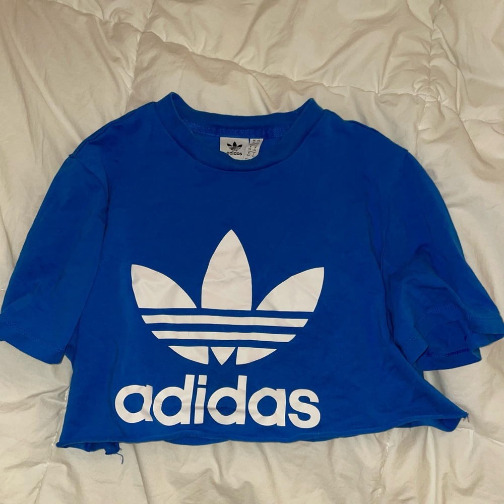 Blue adidas cropped t shirt